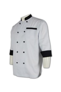 KI029 professional chef uniform team group 3/4 7' sleeves chef staff servants uniform fabric uniform company hk supplier  double breasted chef jacket
